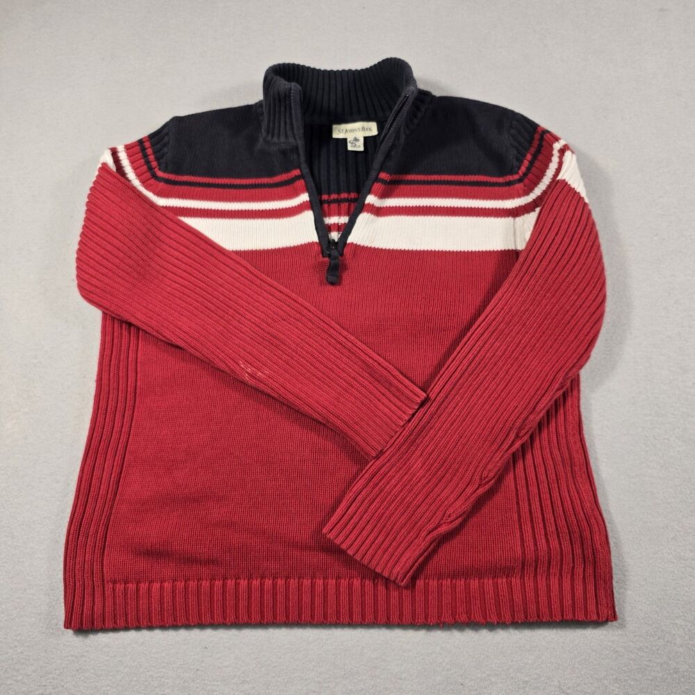 St. John’s Bay Women's Small Red Pullover Mock Neck Ribbed Sweater 100% Cotton
